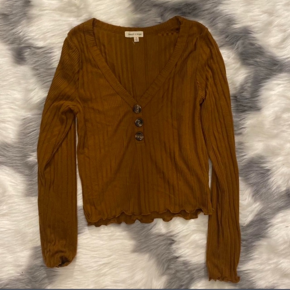 Brown cropped Long Sleeve Top
